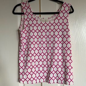 Chico’s round neck graphic pink and white spandex tank size 2 Large